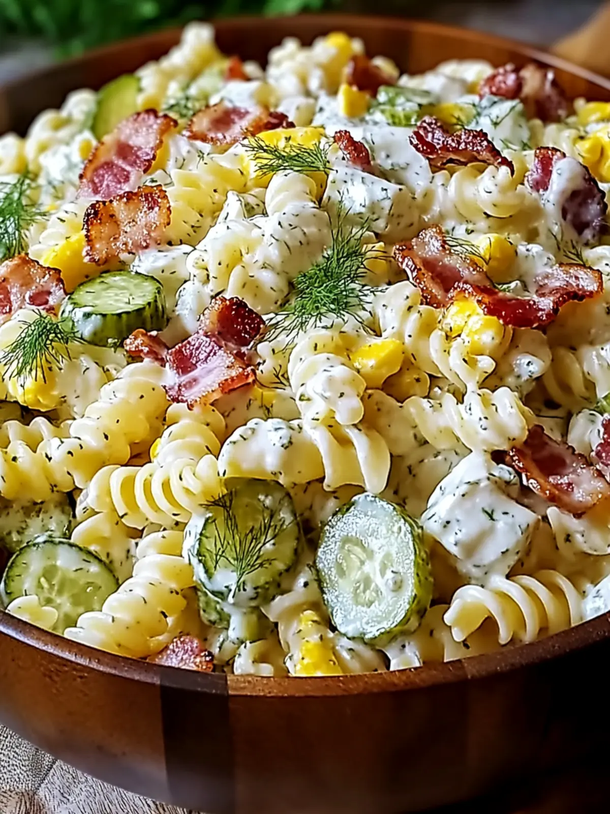 Creamy Dill Pickle Bacon Ranch Pasta Salad That's a Hit at Parties 4 Creamy Dill Pickle Bacon Ranch Pasta Salad