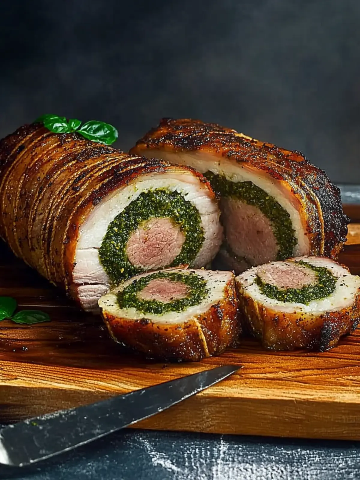 Pork Loin Stuffed with Pesto and Prosciutto