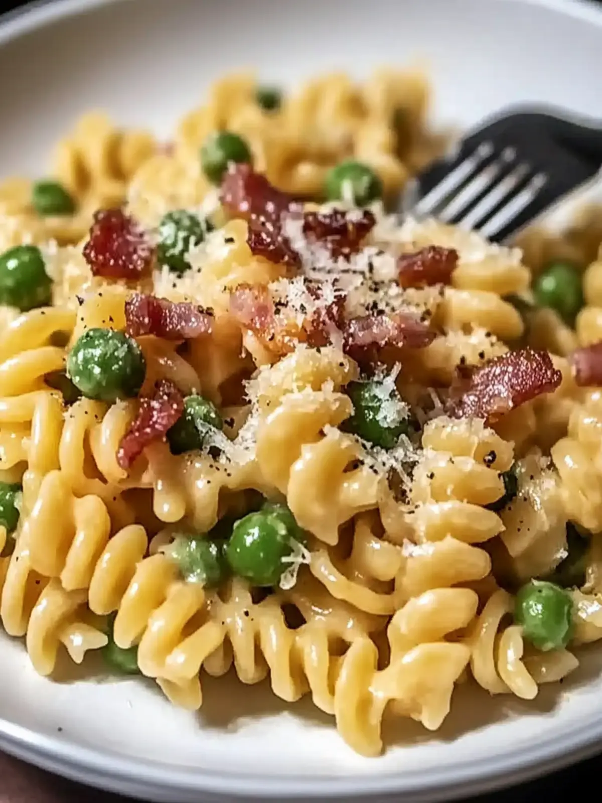 Creamy Pasta with Peas and Pancetta