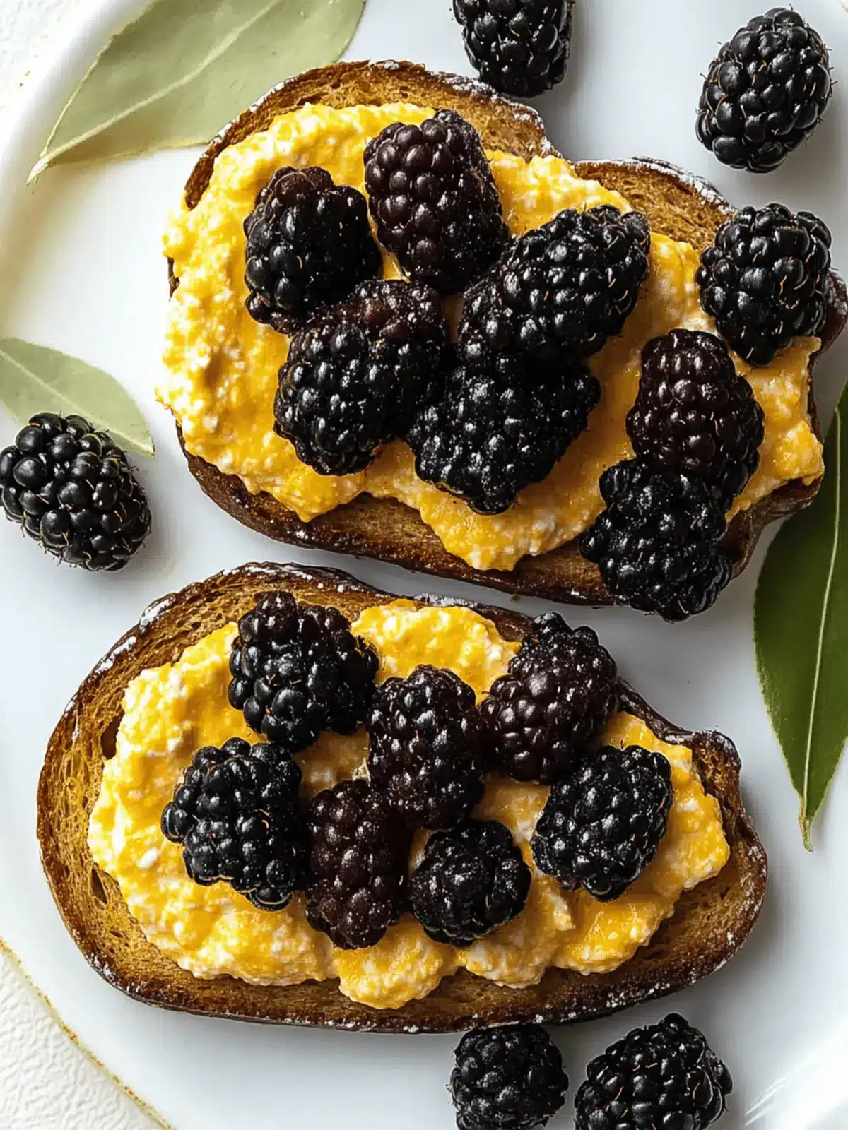 Pumpkin Whipped Ricotta Toast with Blackberries