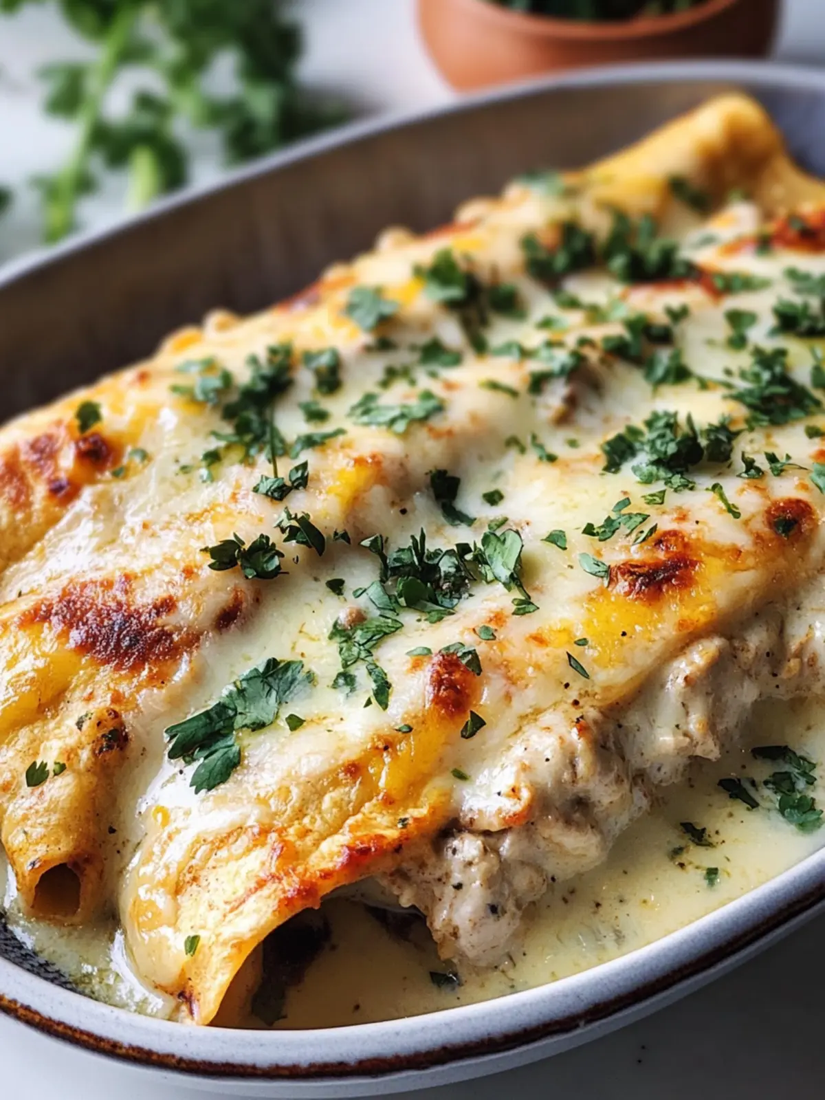 Creamy Chicken Enchiladas With White Sauce You ll Love 2 Chicken Enchiladas With White Sauce
