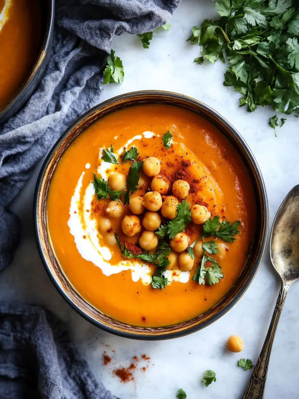 Moroccan Sweet Potato Soup with Chickpeas