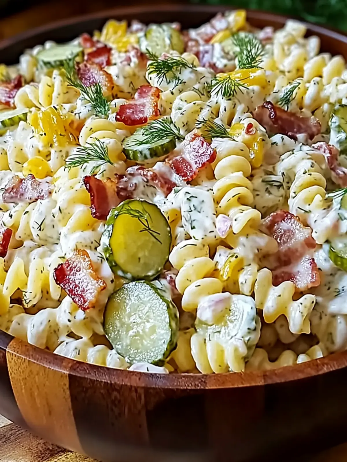 Creamy Dill Pickle Bacon Ranch Pasta Salad That's a Hit at Parties 2 Creamy Dill Pickle Bacon Ranch Pasta Salad