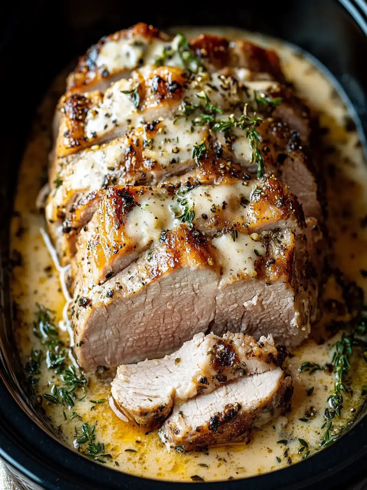 Crockpot Creamy Garlic Pork Loin