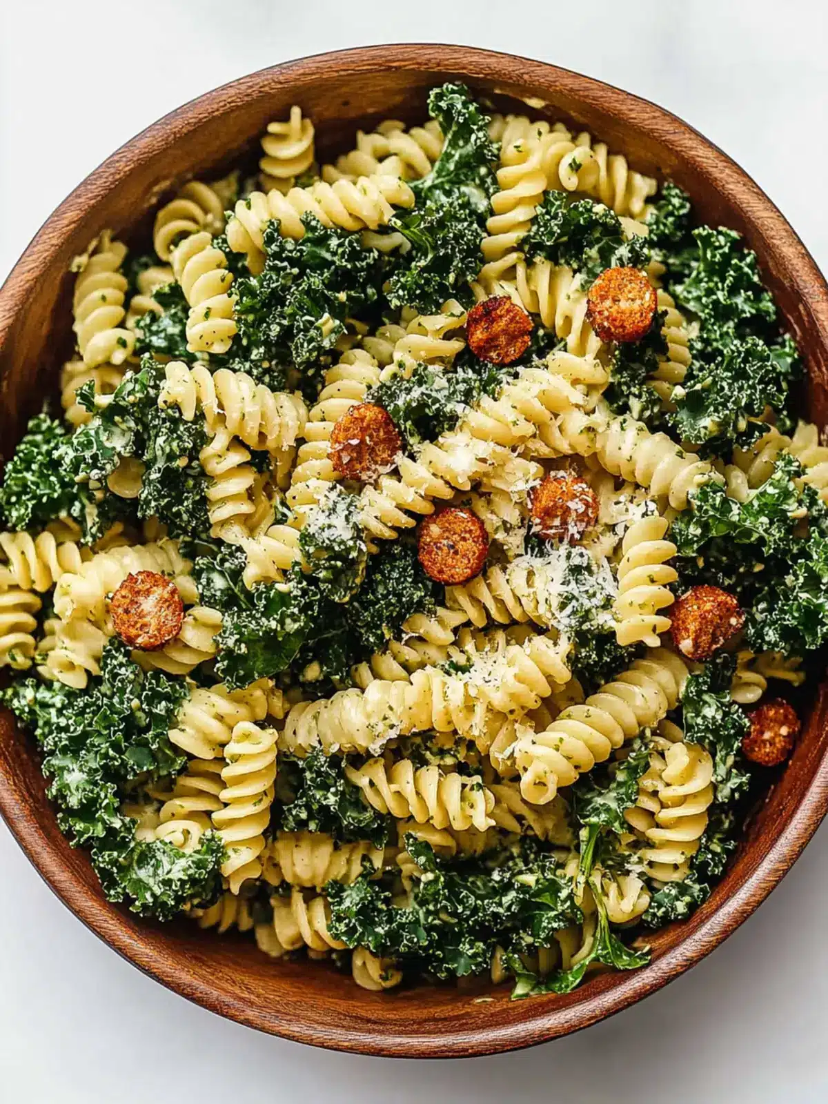 Kale Caesar Pasta Salad with Crispy Chickpeas for a Fresh Twist 2 Kale Caesar Pasta Salad