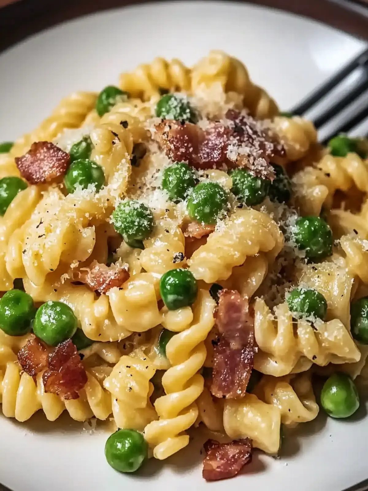 Creamy Pasta with Peas and Pancetta