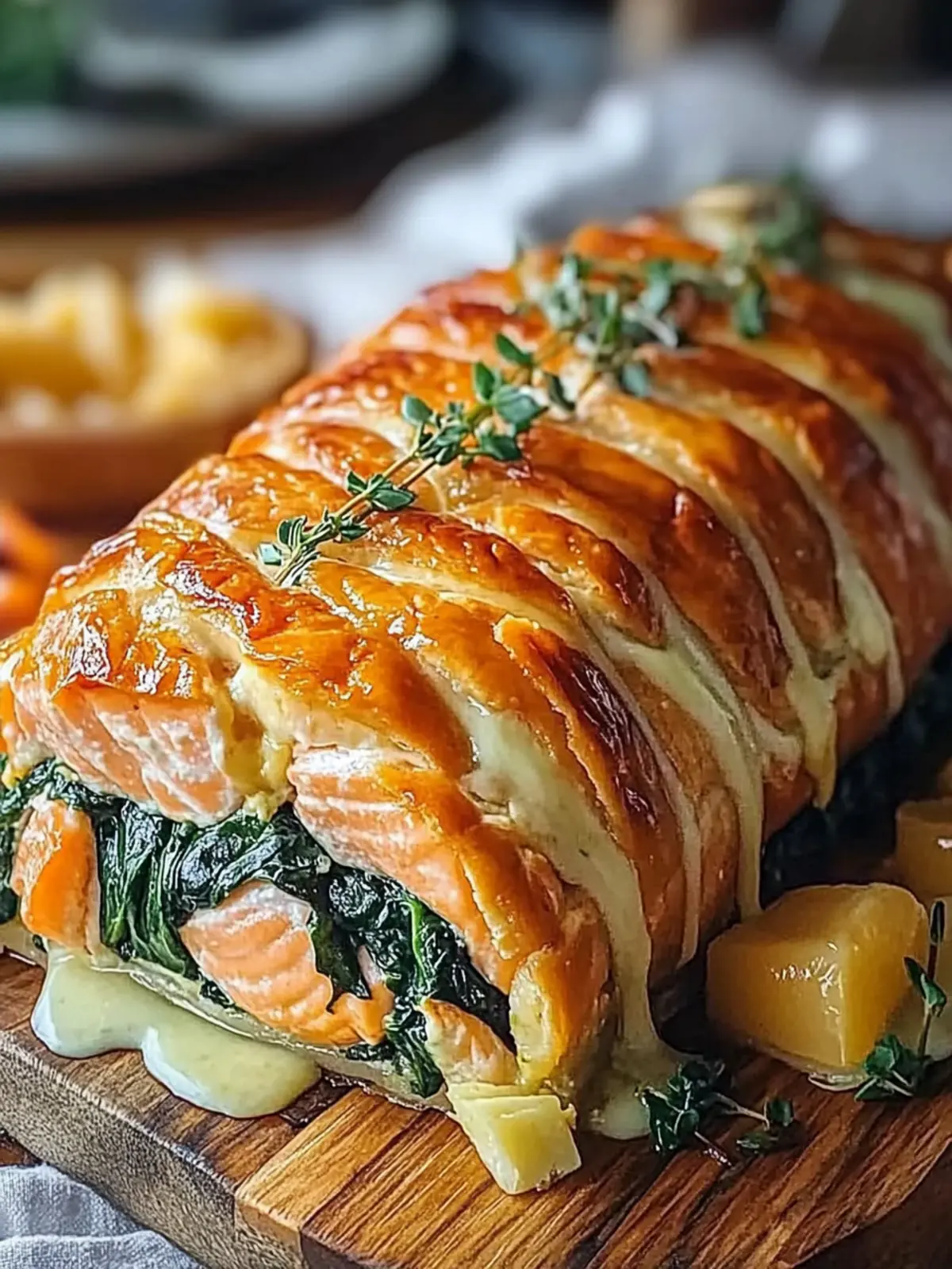 Savory Spinach and Cheese Stuffed Salmon Wellington Recipe 4 Spinach and Cheese Stuffed Salmon Wellington