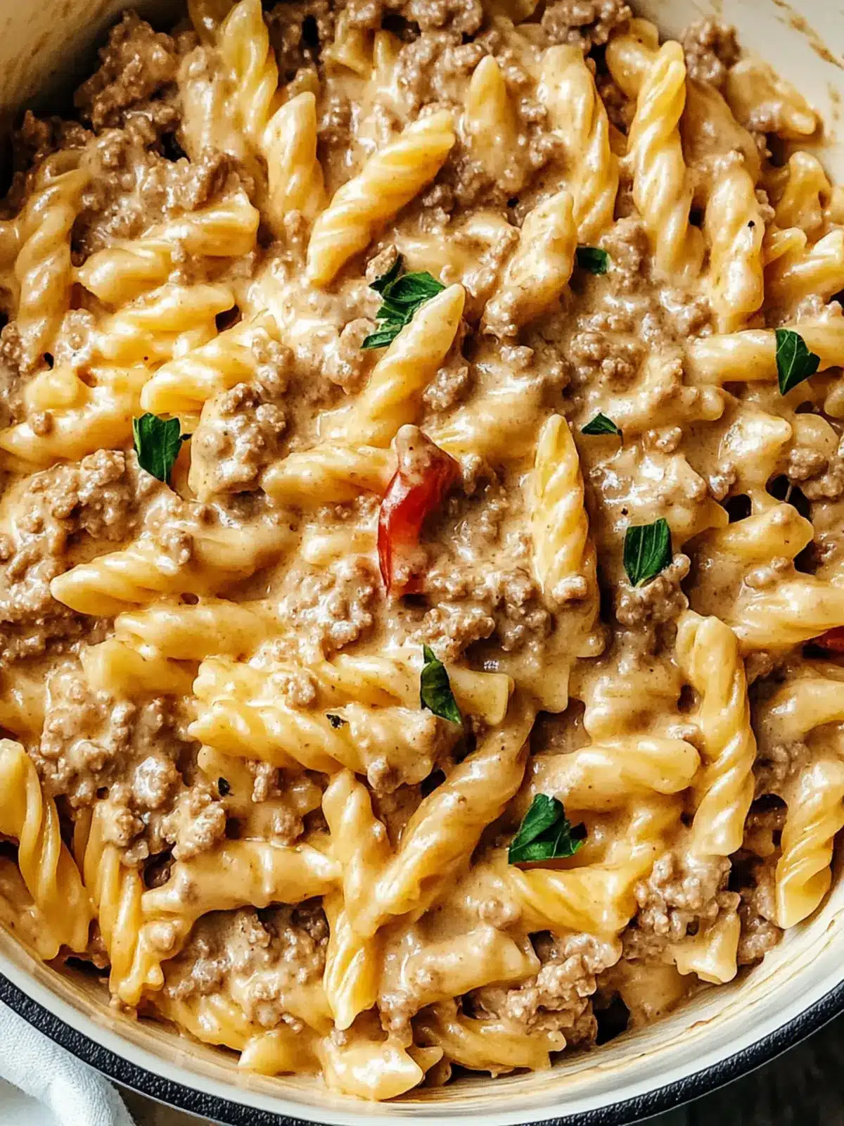 Stovetop Creamy Ground Beef Pasta