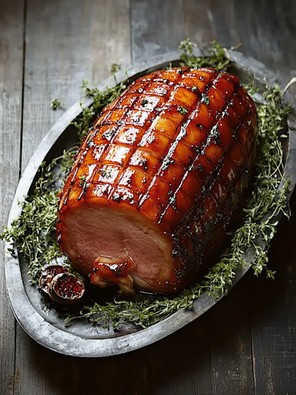 bourbon marmalade and ginger glazed ham