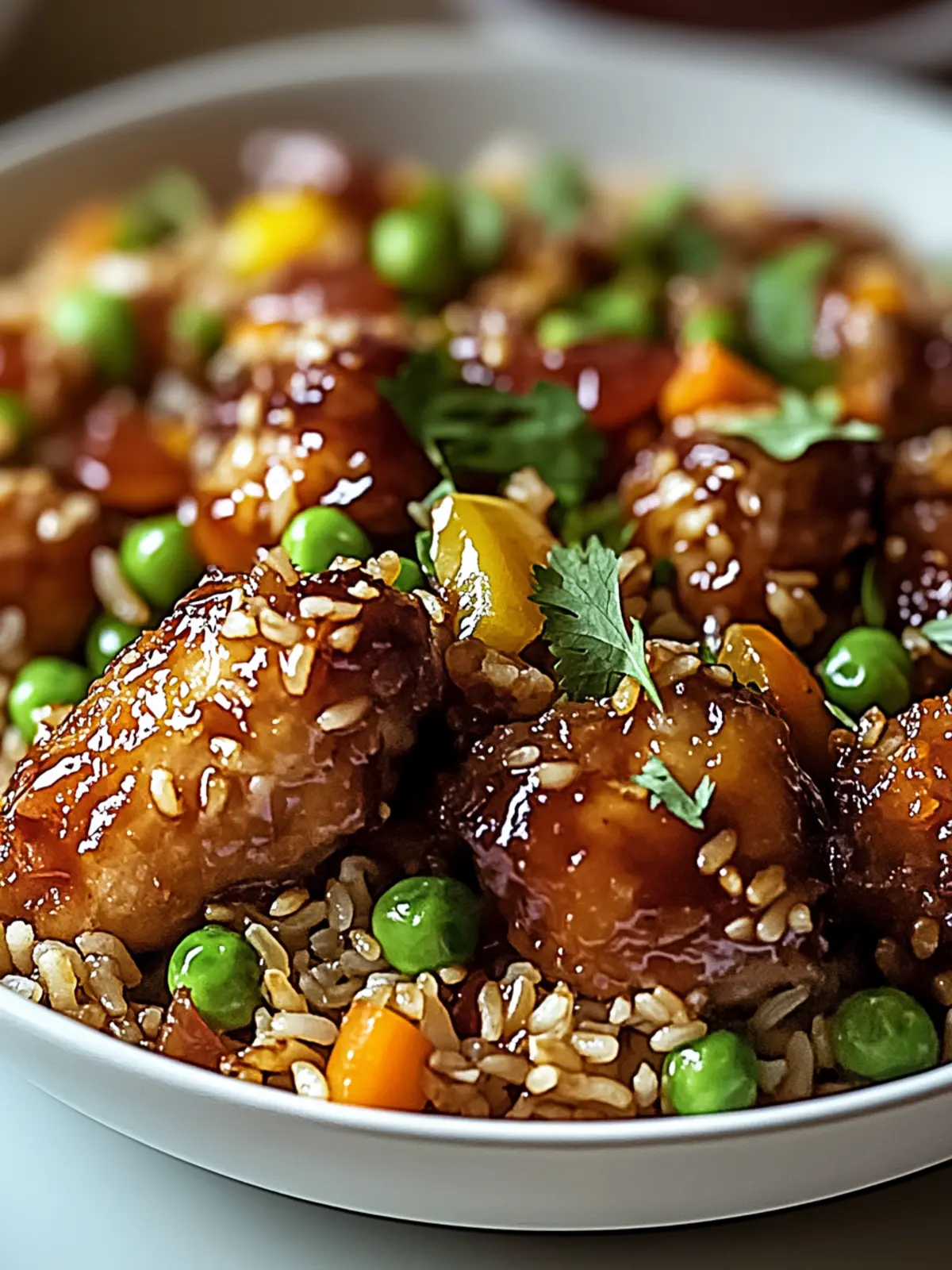 Crispy Saucy Chicken with Vegetable Fried Rice