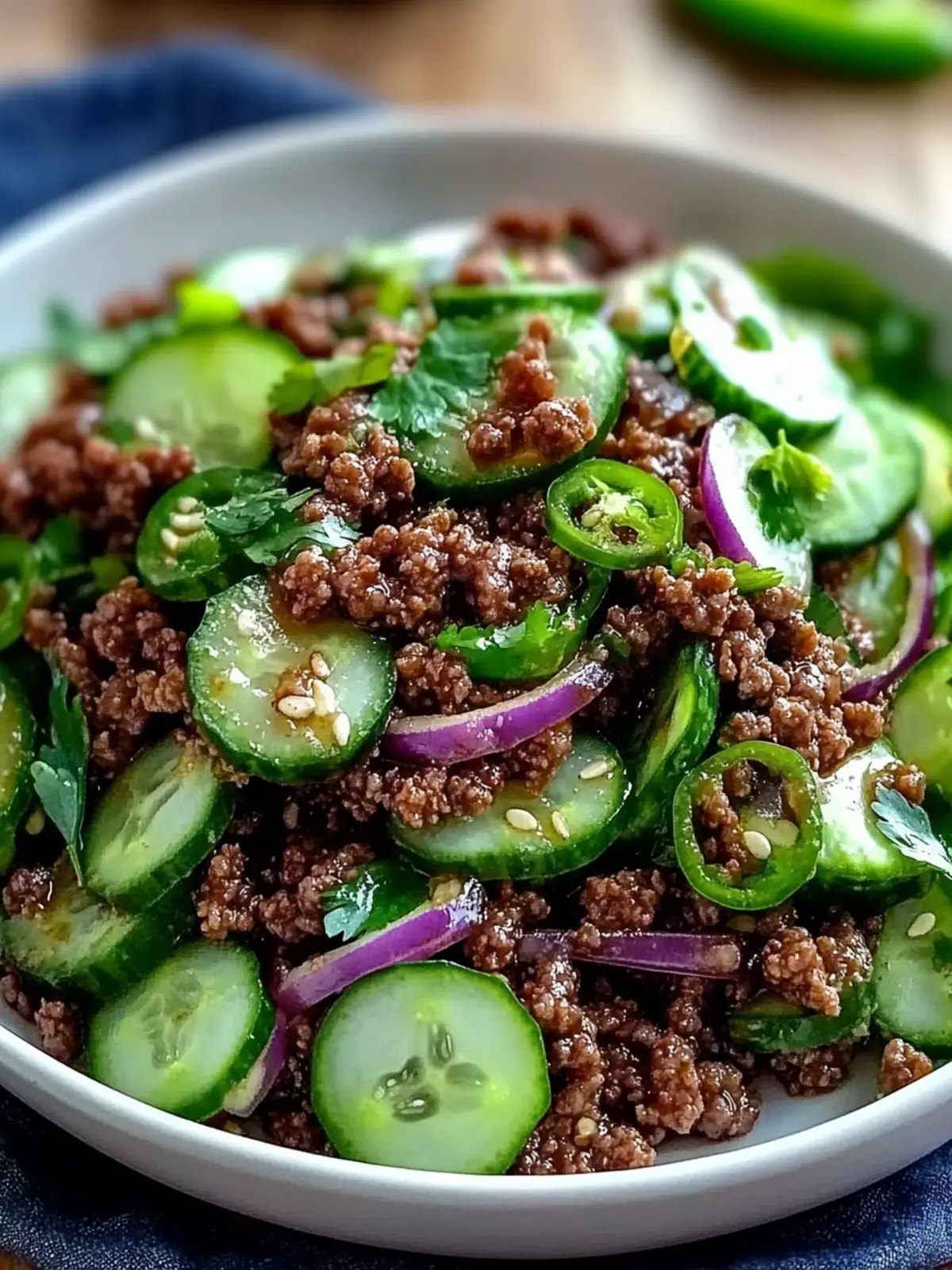 Spicy Korean Ground Beef with Crunchy Cucumber Salad Delight 3 Spicy Korean Ground Beef with Cucumber Salad