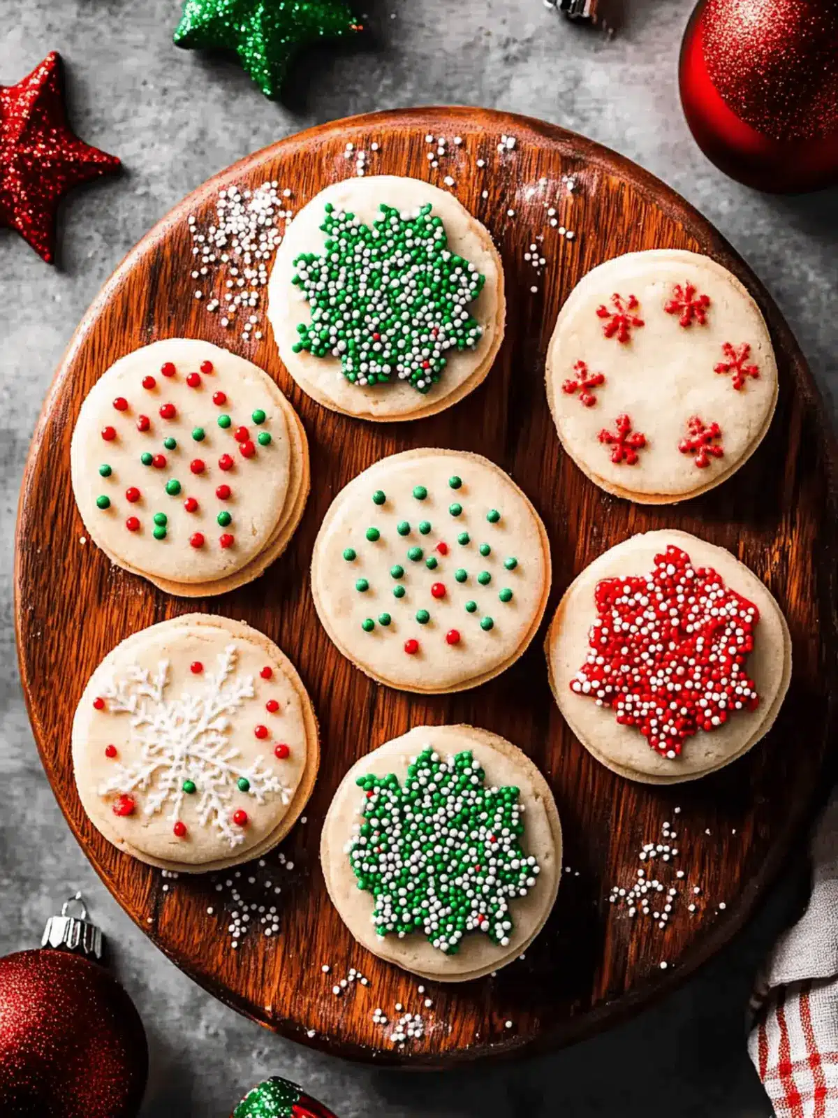 stacked Christmas sprinkle cookies
