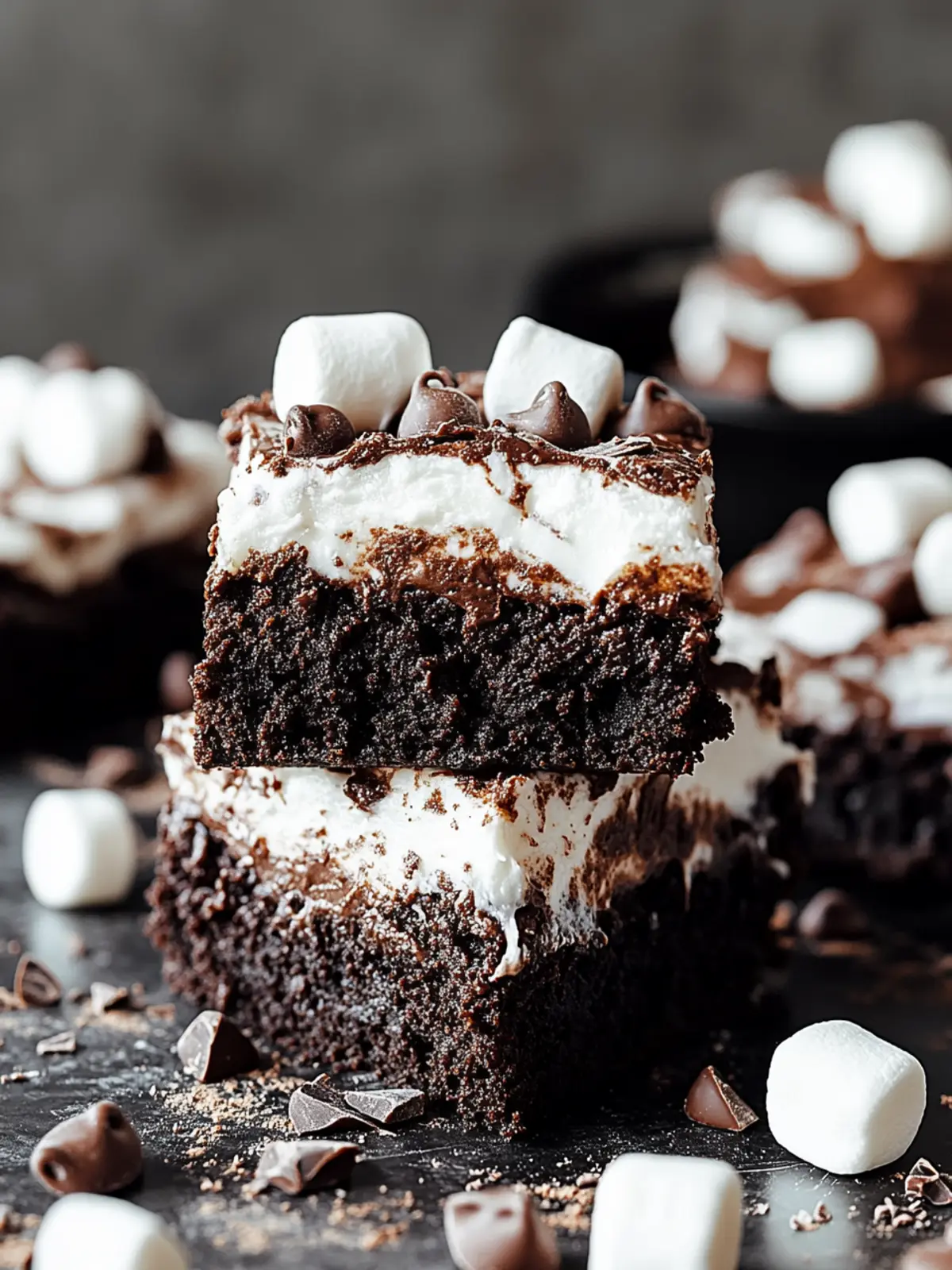 Hot Chocolate Brownies with Marshmallow Frosting