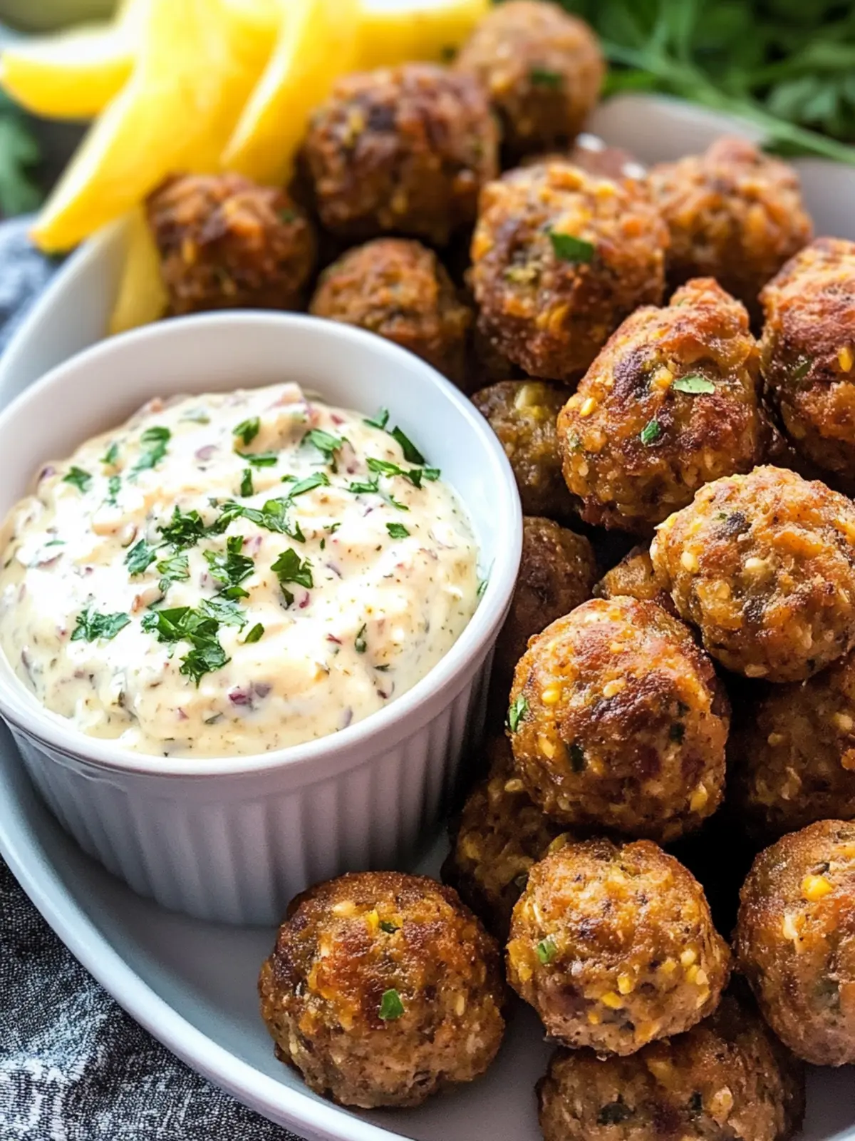 Creole Sausage Balls with Remoulade Sauce