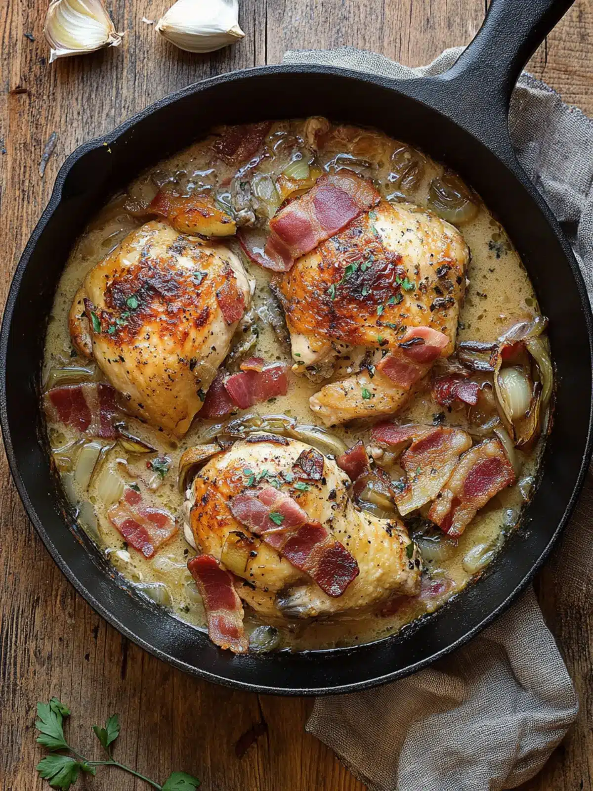 Savory Chicken Fricassée with Shallots and Bacon Delight 2 Chicken Fricassée with Shallots and Bacon