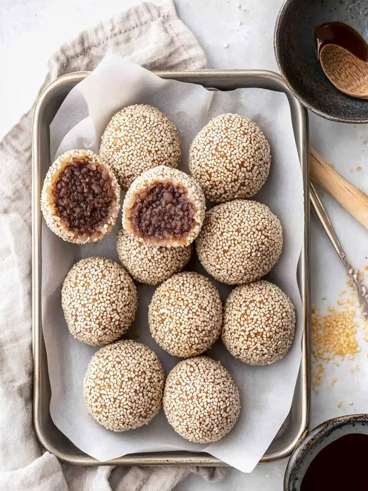 Delicious Red Bean Sesame Balls: A Sweet Homemade Treat 4 Red Bean Sesame Balls