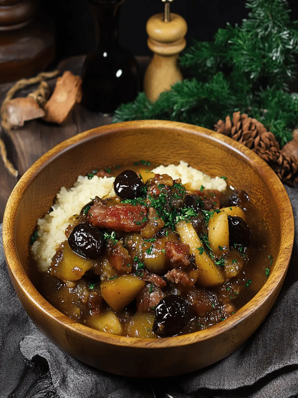 Pork Stew with Bacon, Apples, and Prunes