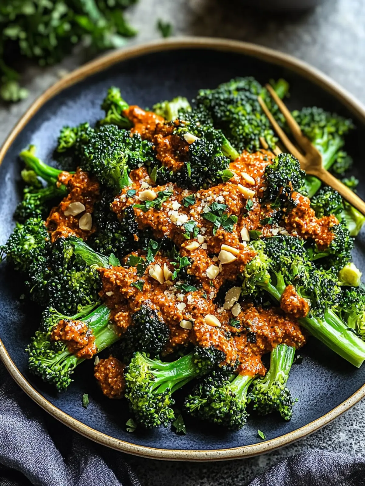 Charred Broccoli with Hazelnut Romesco