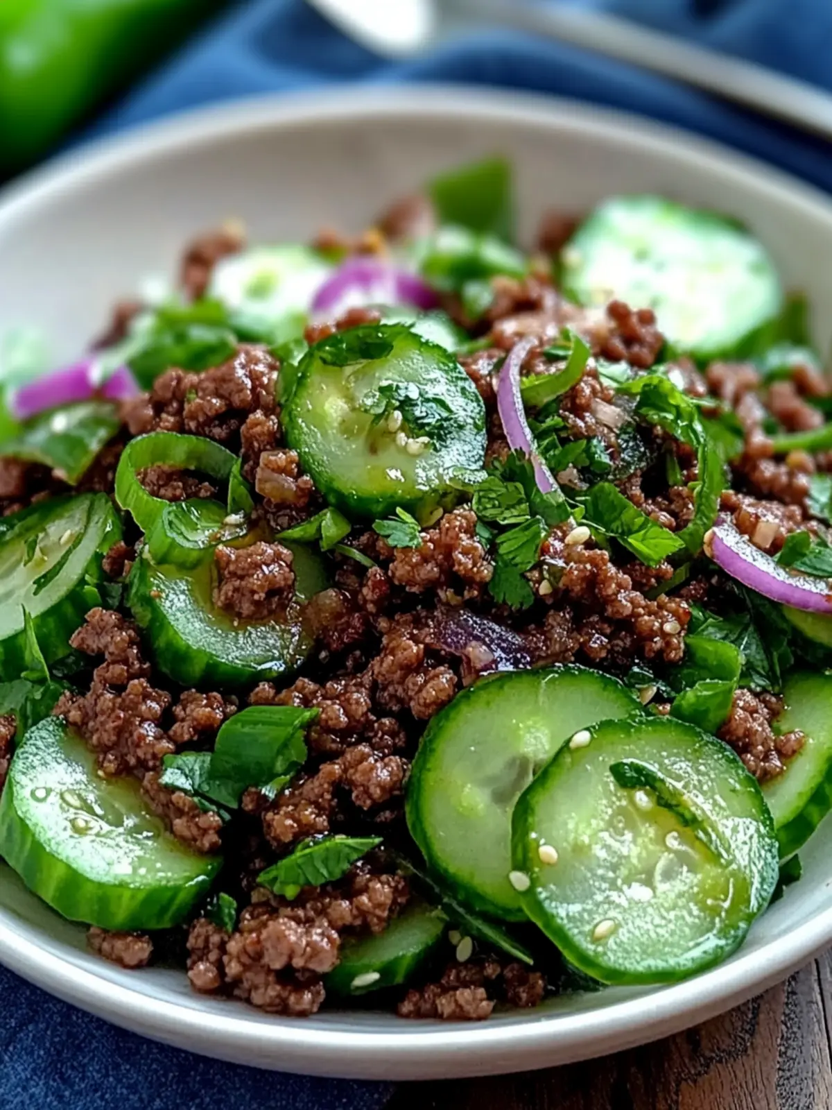 Spicy Korean Ground Beef with Crunchy Cucumber Salad Delight 4 Spicy Korean Ground Beef with Cucumber Salad