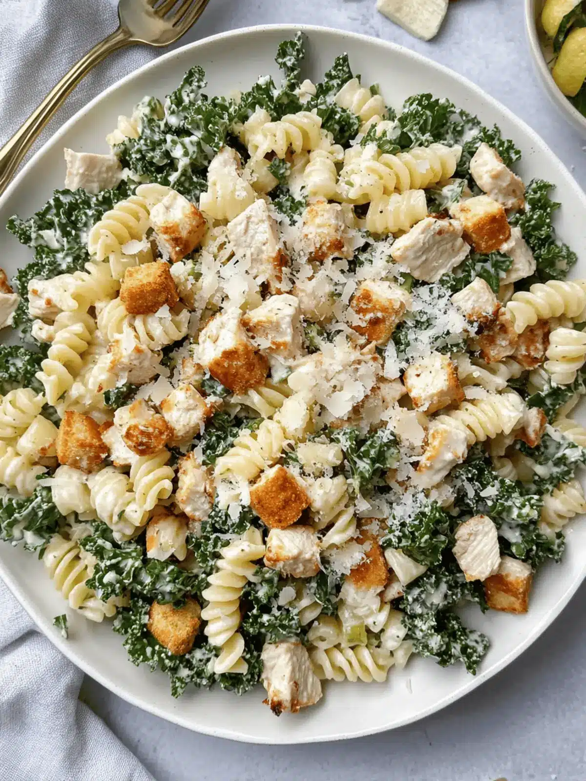 Kale Chicken Caesar Pasta Salad