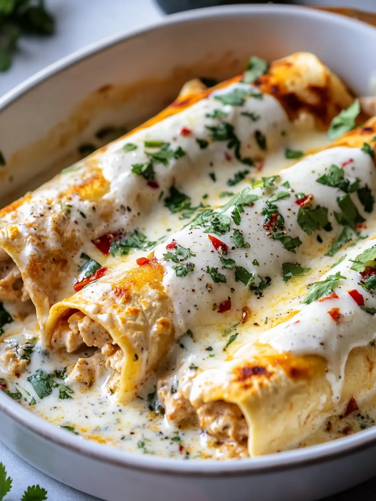 Creamy Chicken Enchiladas With White Sauce You ll Love 3 Chicken Enchiladas With White Sauce