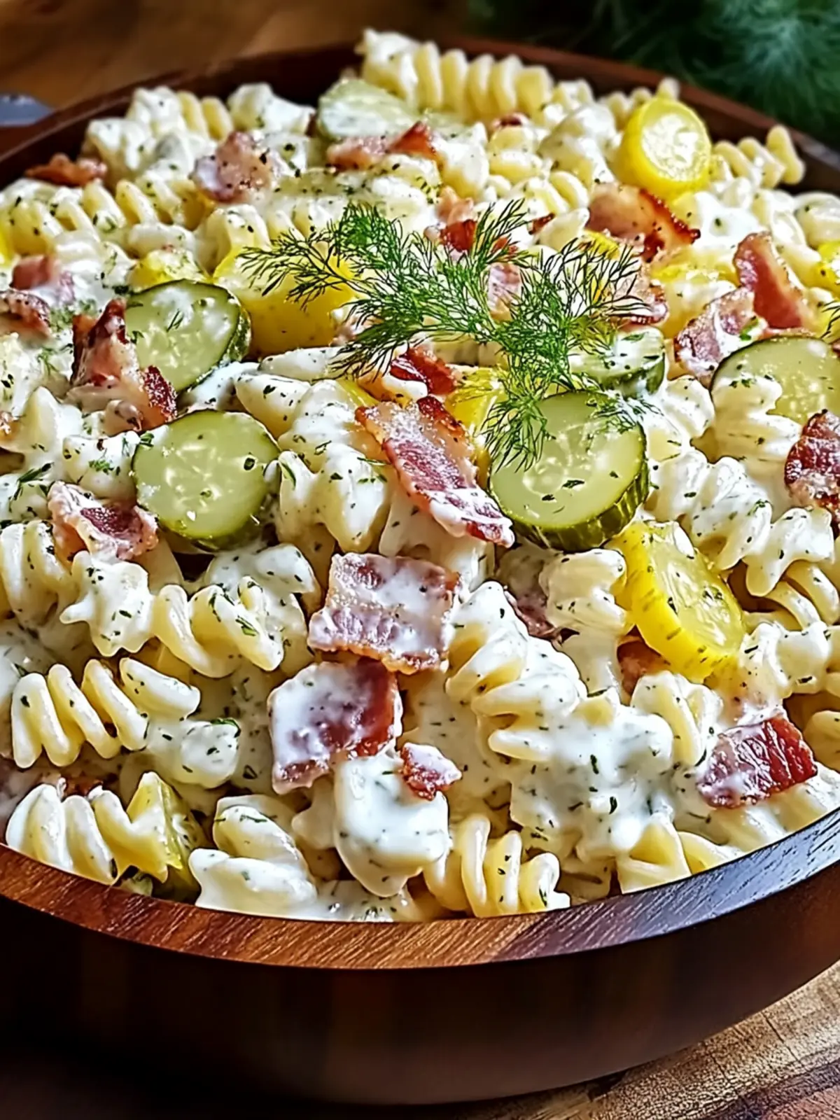 Creamy Dill Pickle Bacon Ranch Pasta Salad That's a Hit at Parties 3 Creamy Dill Pickle Bacon Ranch Pasta Salad